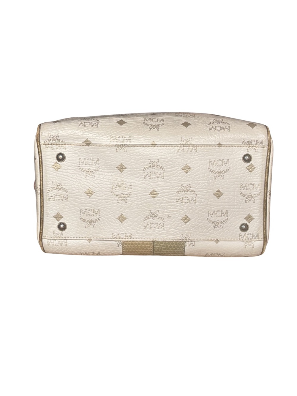 MCM Visetos Leather-Trimmed Boston Bag - Picture 5 of 9